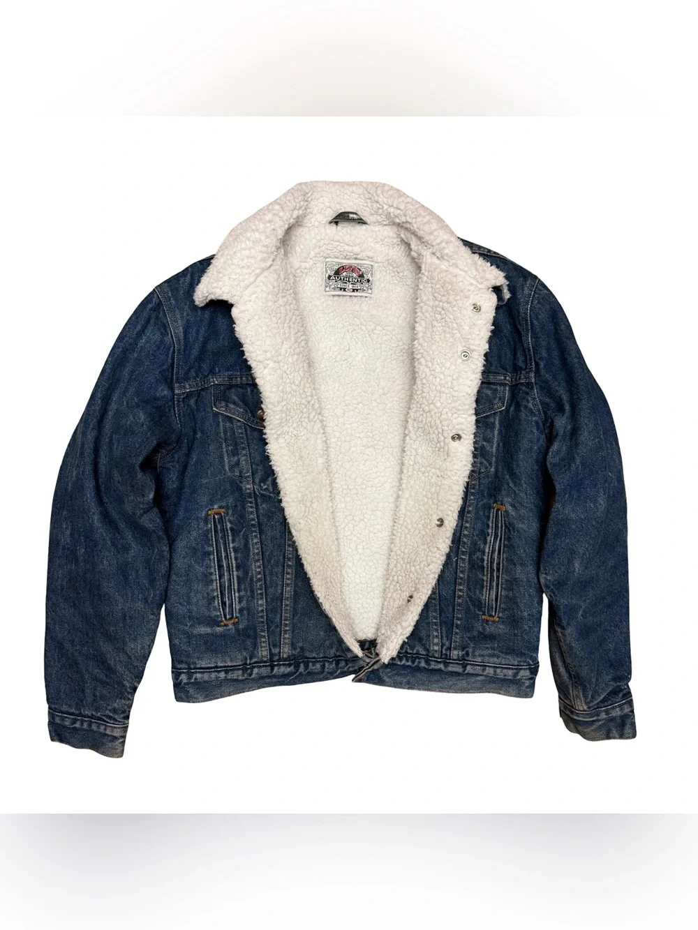 Vintage 80s Levi’s 70608 Denim Sherpa Trucker Jacket Made In USA Size Medium 40 - Picture 2 of 15